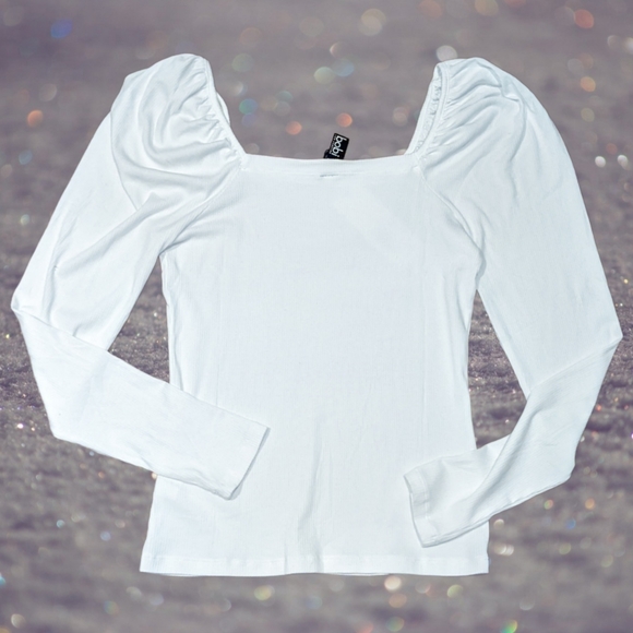 NWT Bobi Puff Sleeve Ribbed Blouse, Size L - Picture 3 of 4